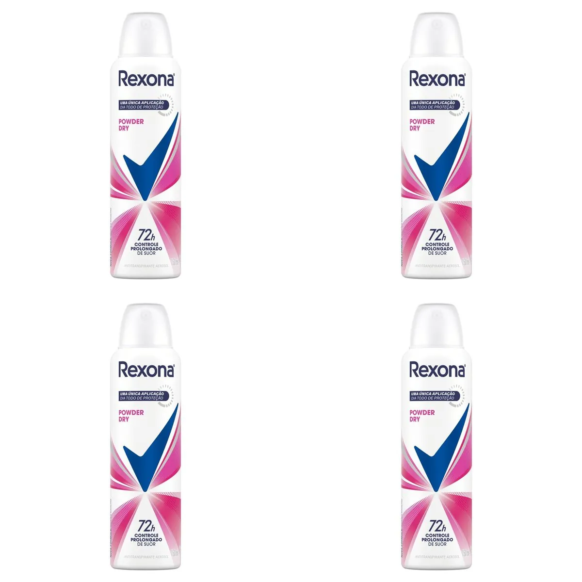 Kit c/4 Unidades de Desodorante Antitranspirante Rexona Feminino Aerosol Powder Dry 150mL