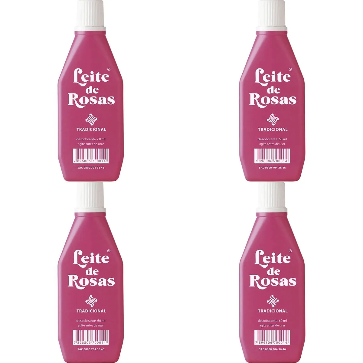 Kit c/4 Unidades de Leite De Rosas Desodorante 60ml