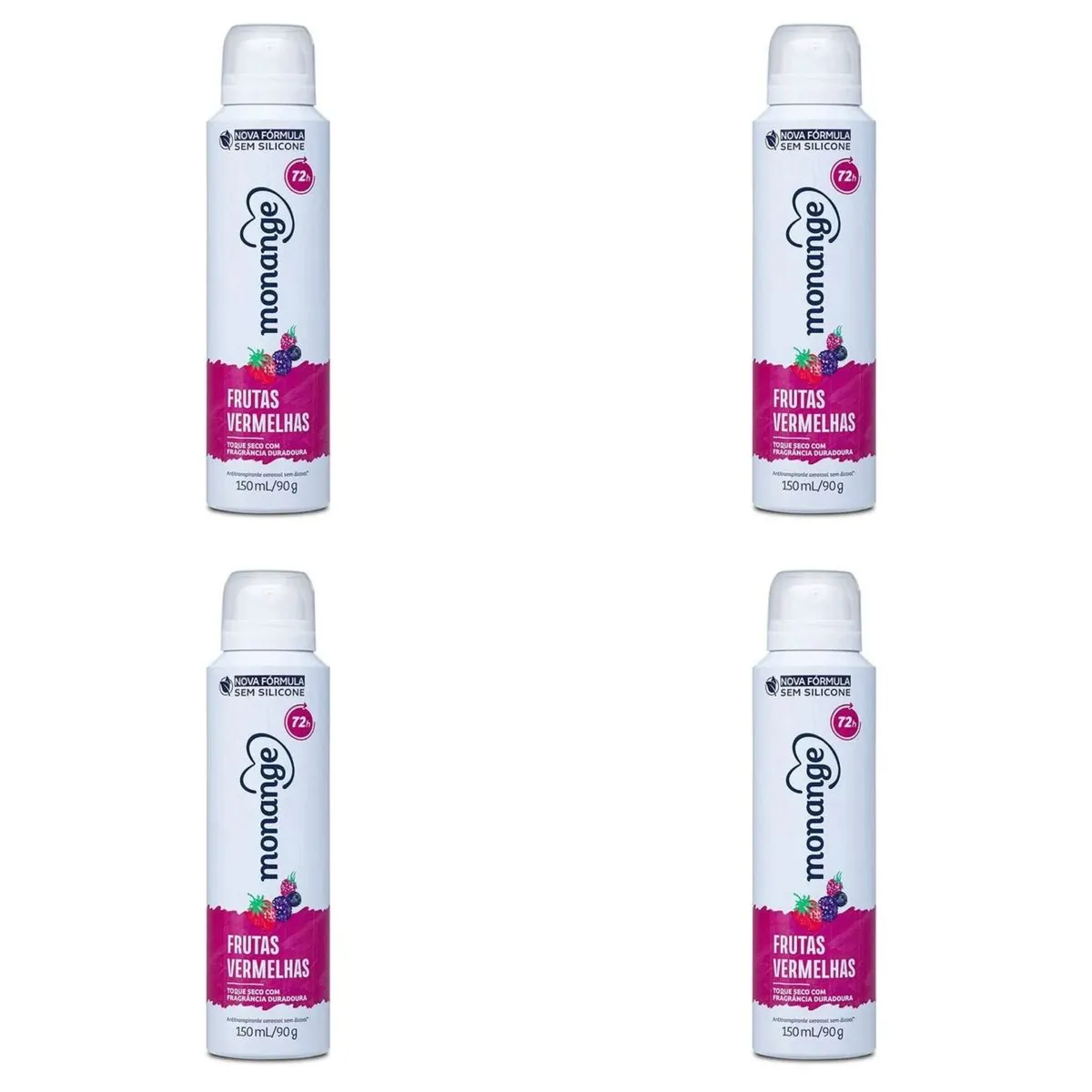 Kit c/4 Unidades de Desodorante Aero Monange 90g Frutas Vermelhas