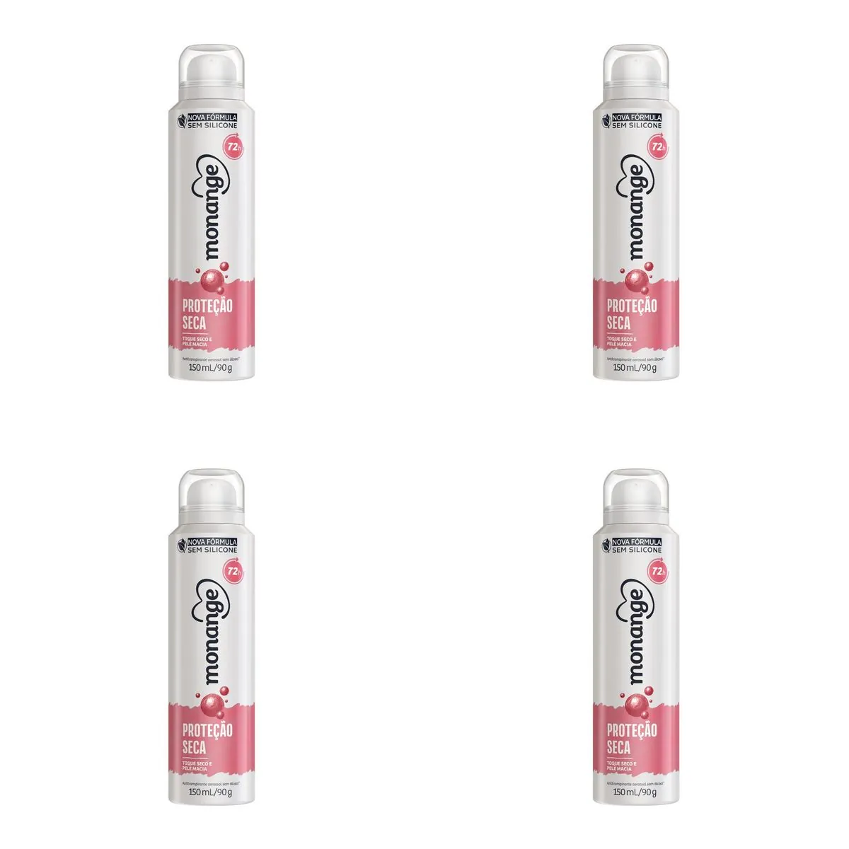 Kit c/4 Unidades de Desodorante Aero Monange 90g Proteção Seca