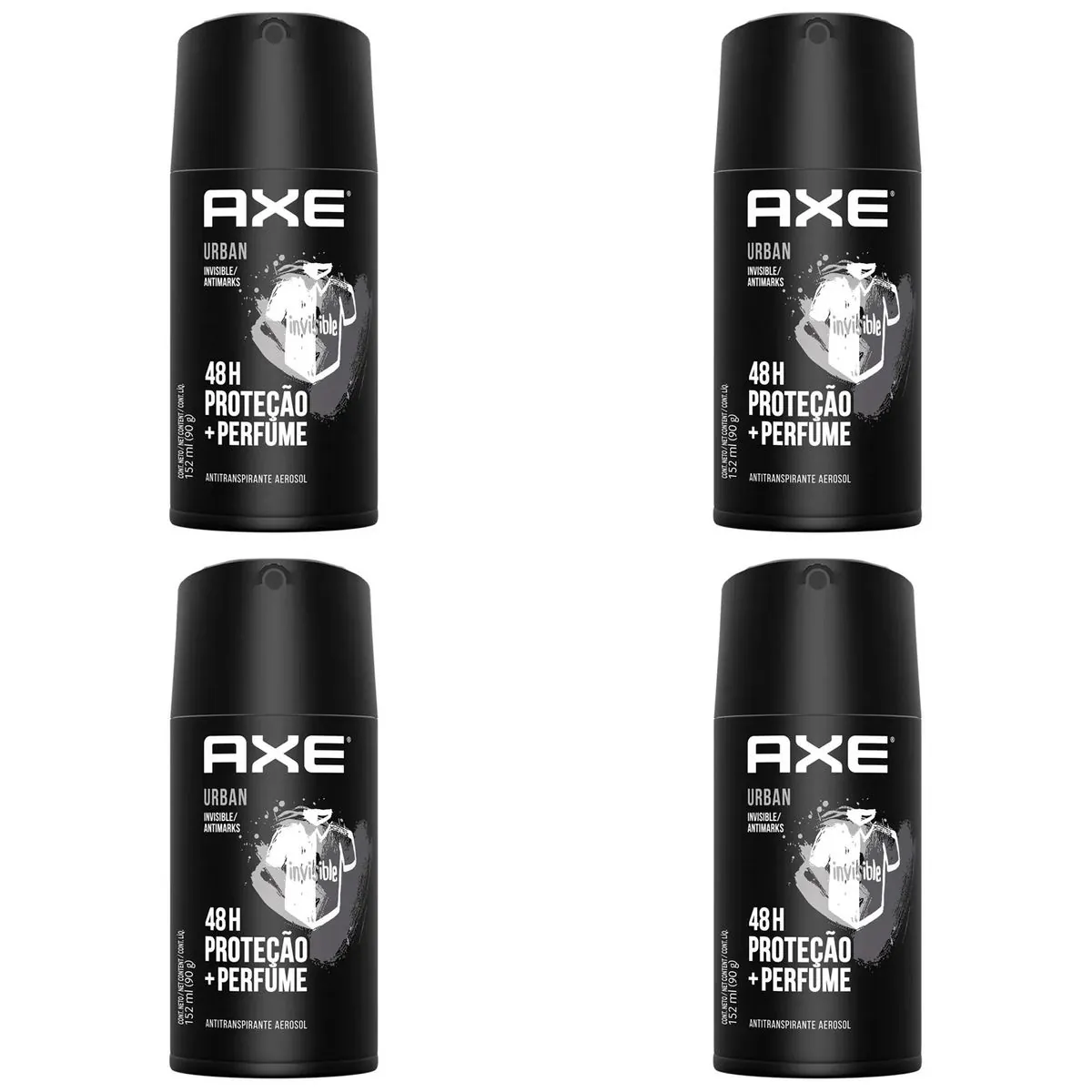 Kit c/4 Unidades de Desodorante Axe Aero Urban Invisible 152ml