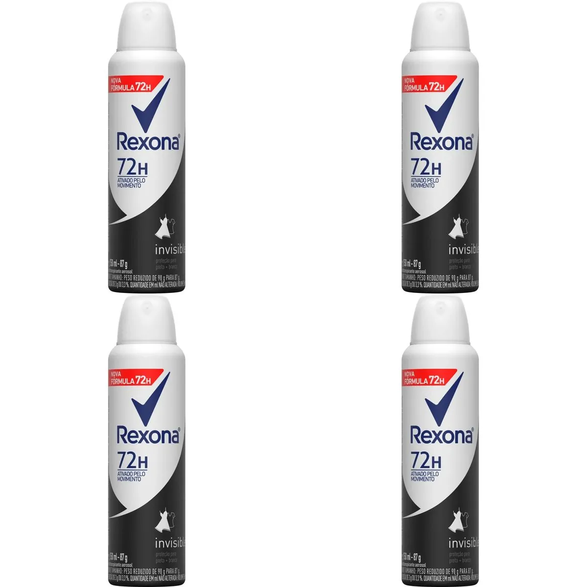 Kit c/4 Unidades de Desodorante Rexona Aero Women Invisible 150ml