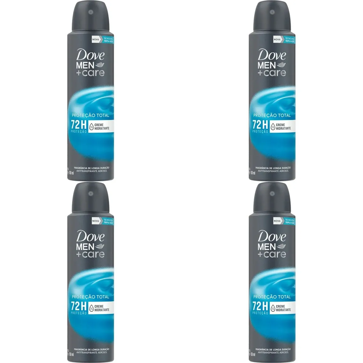 Kit c/4 Unidades de Desodorante Dove Aerosol Men Cuidado Total 150ml