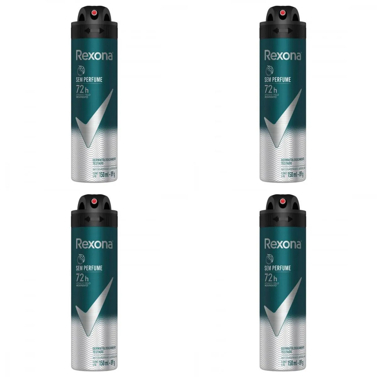 Kit c/4 Unidades de Desodorante Rexona Aero Men Sem Perfume 150ml
