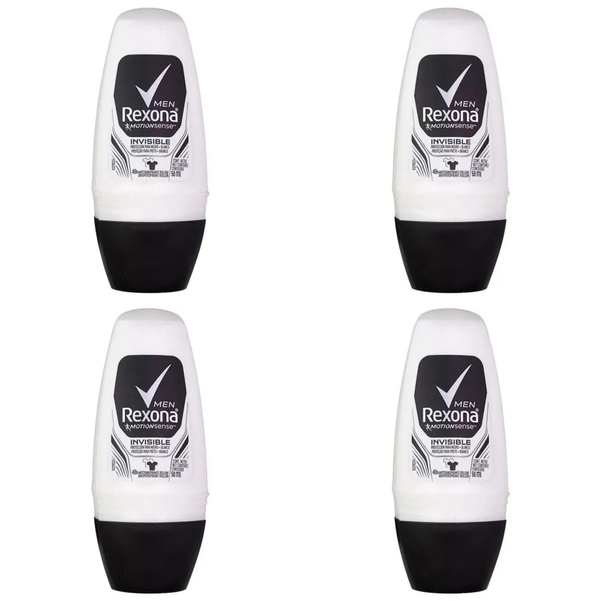 Kit c/4 Unidades de Desodorante Rexona Rollon Men Anti Invisible 50ml