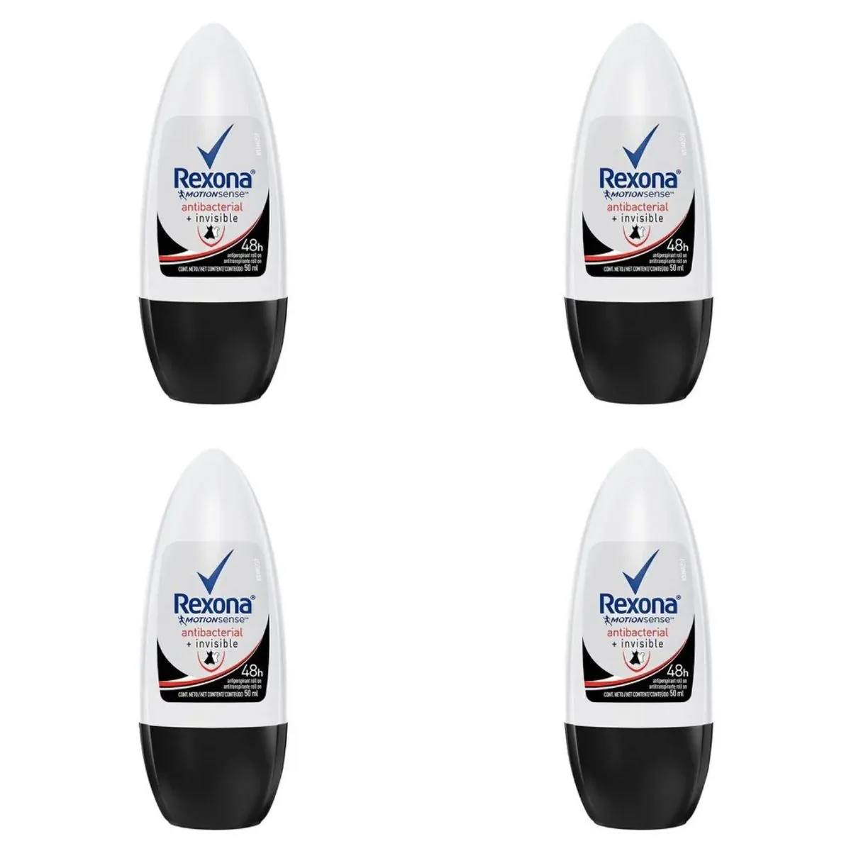 Kit c/4 Unidades de Desodorante Rexona Rollon Wom Anti Invisible 50ml