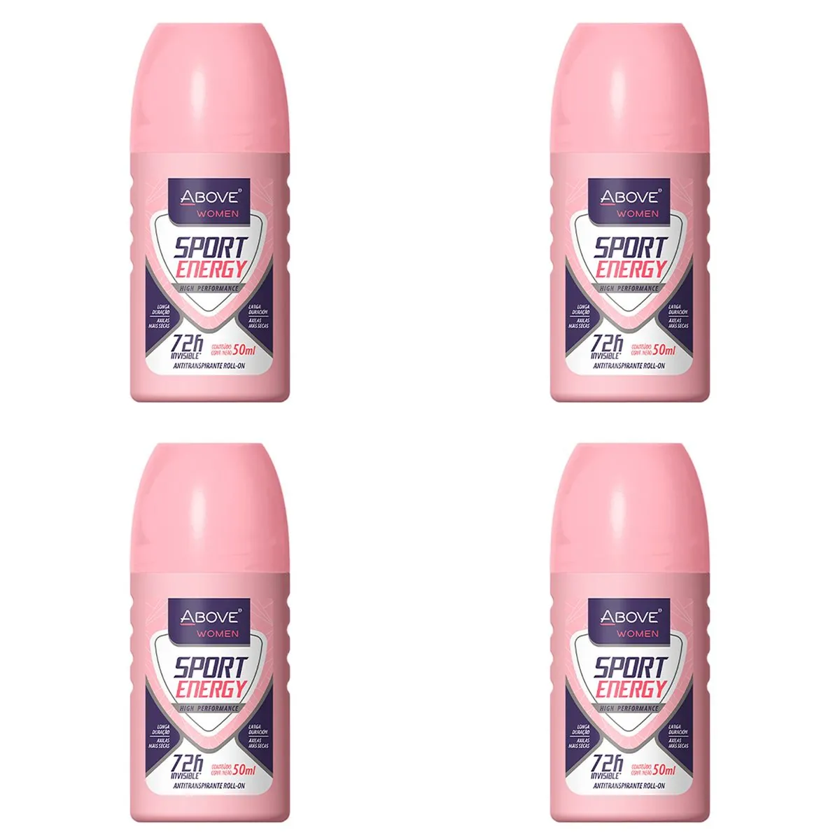 Kit c/4 Unidades de Desodorante Above Rollon Energy Women Sport 50ml