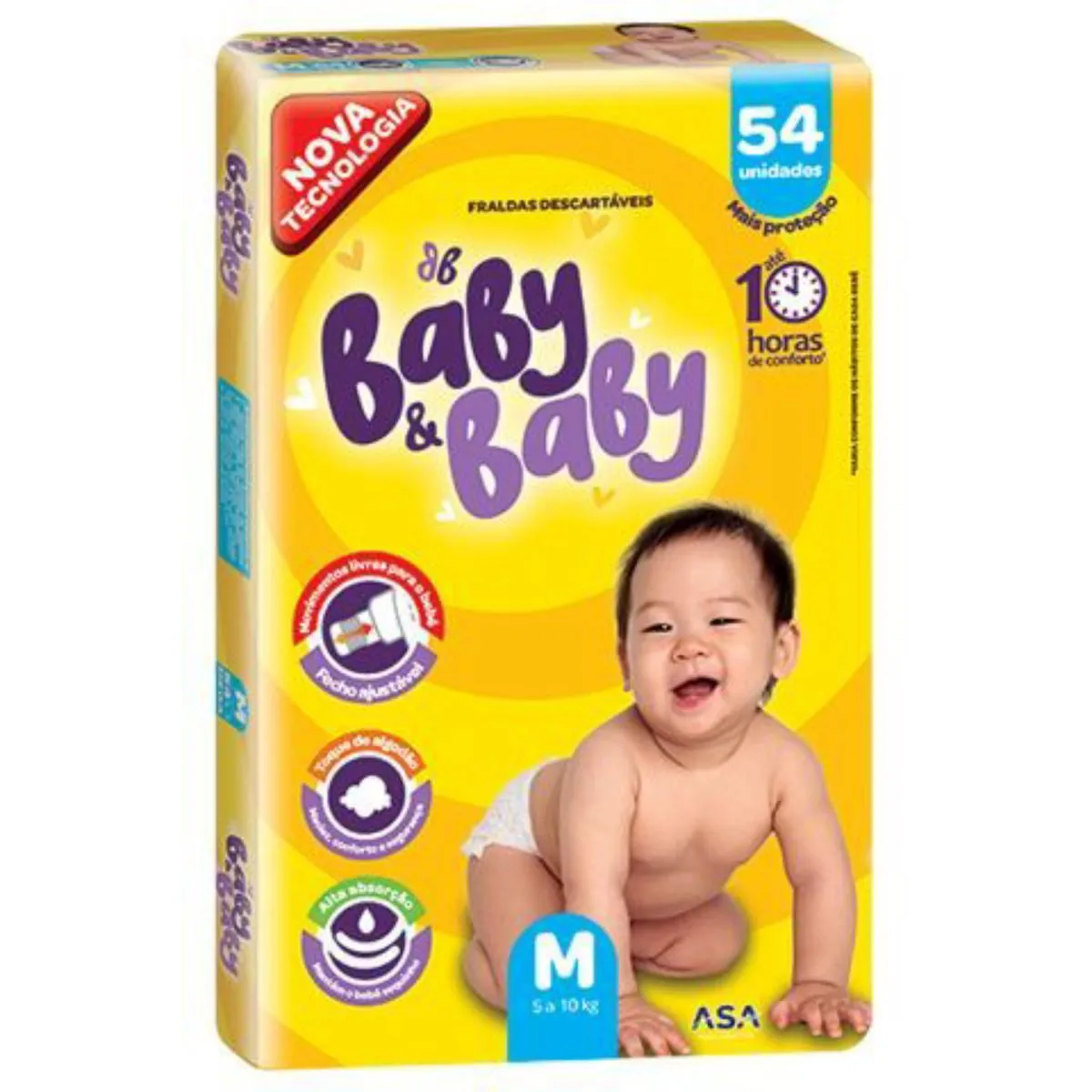 Kit 4 Fraldas Baby&Baby (M) 54 Unidades cada