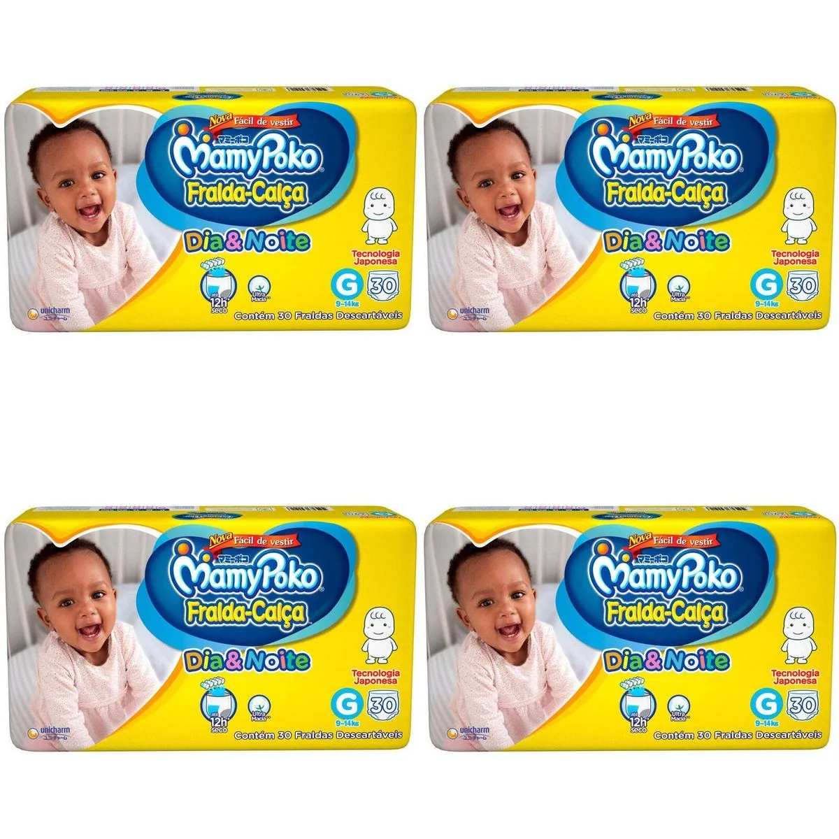 Kit 4 Fraldas Calça Mamypoko Dia e Noite G 30 Unidades cada