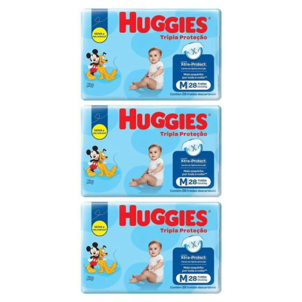 Kit 4 Fraldas Huggies Tripla Proteção (M) 28 Unidades cada