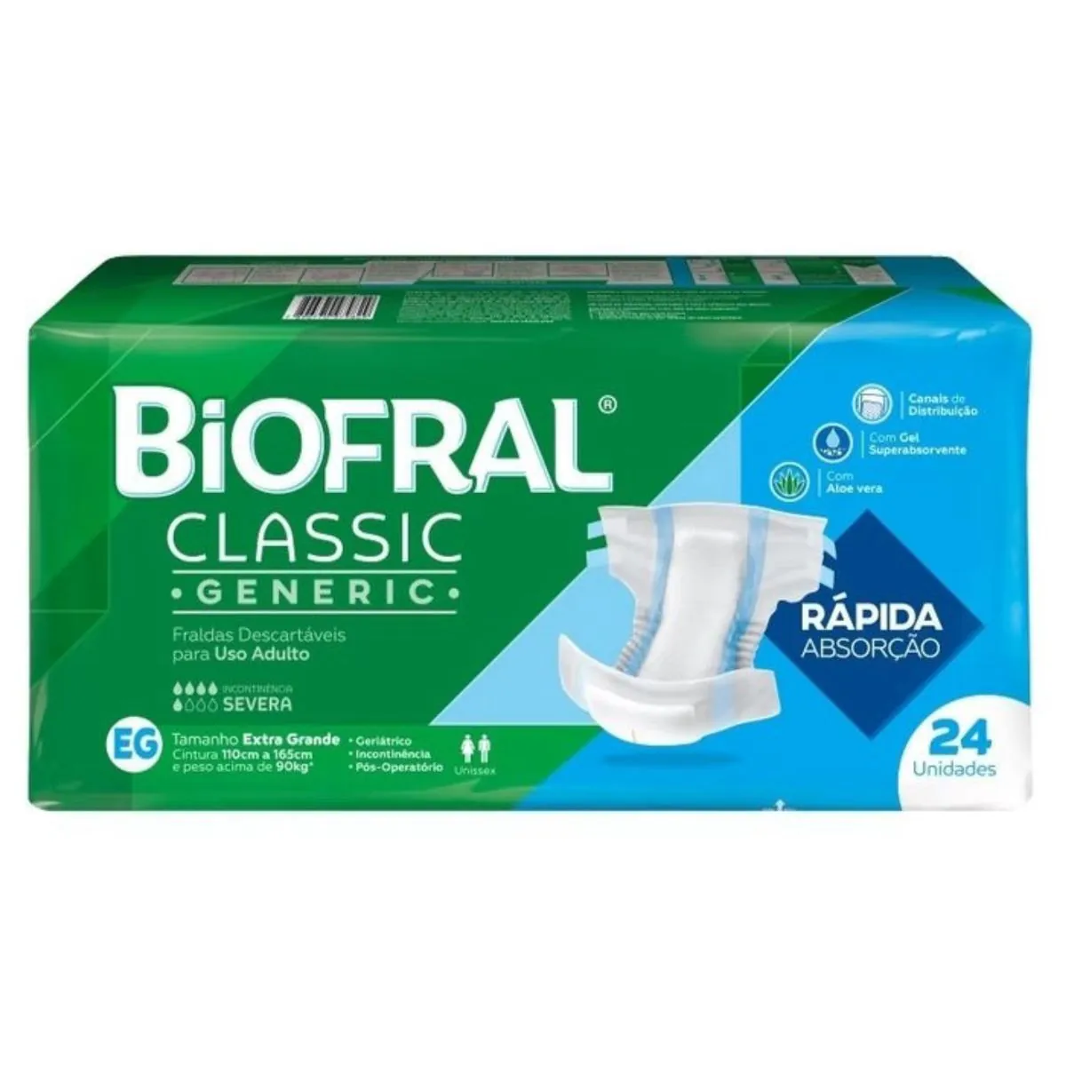 Kit 4 Fraldas Adulto Biofral Classic Eg 24 Unidades cada