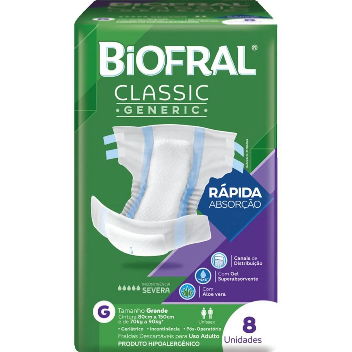 Kit 4 Fraldas Adulto Biofral Classic G 8 Unidades cada