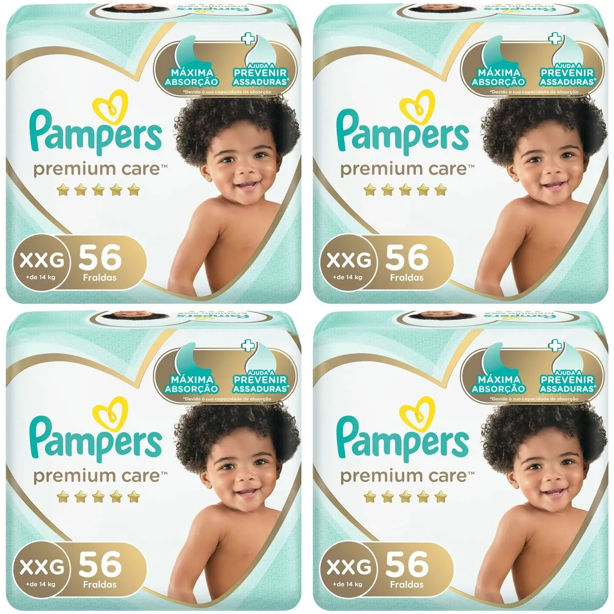Kit 4 Fraldas Pampers Premium Care Xxg 56 Unidades cada