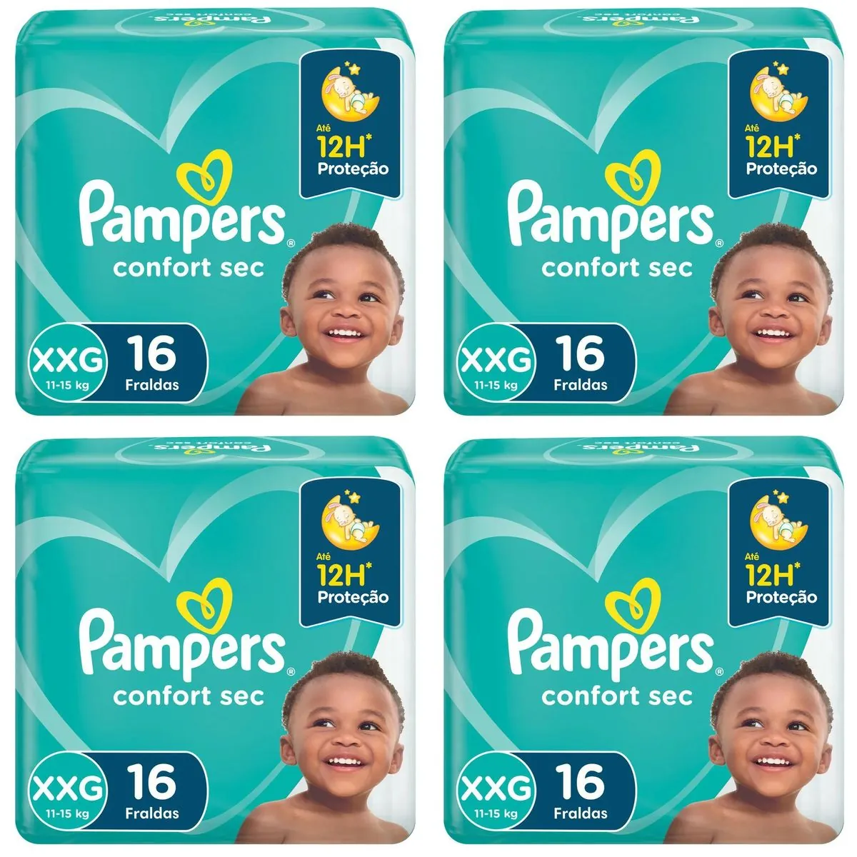 Kit 4 Fraldas Pampers Conforte Sec Xxg 16 Unidades cada