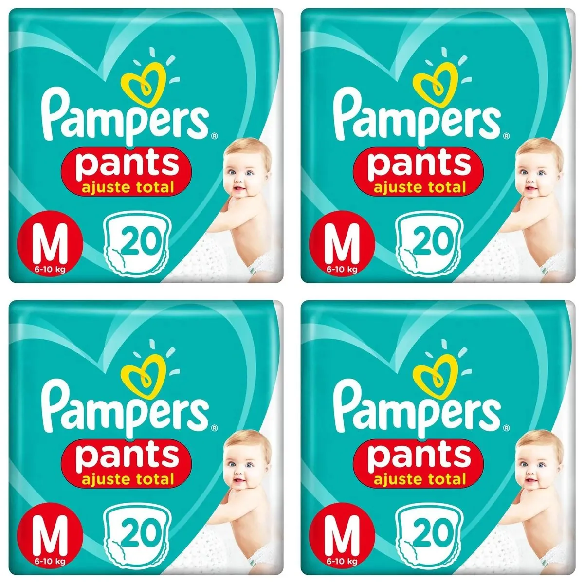 Kit 4 Fraldas Confortsec Pants ”M” Pampers Simples c/20 Unidades cada