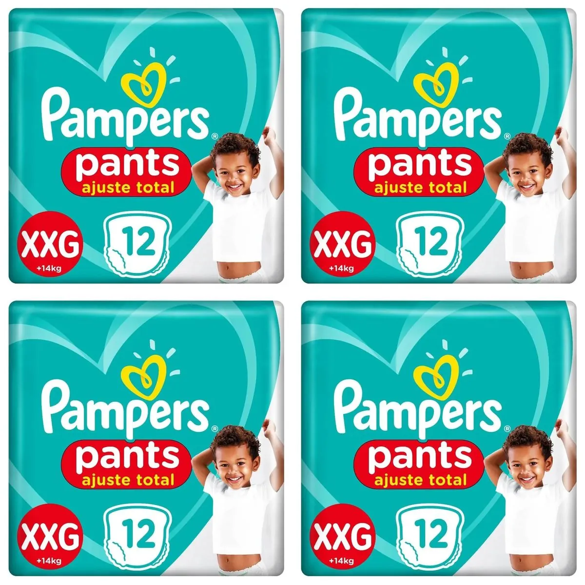 Kit 4 Fraldas Confortsec Pants ”Xxg” Pampers Simples c/12 Unidades cada