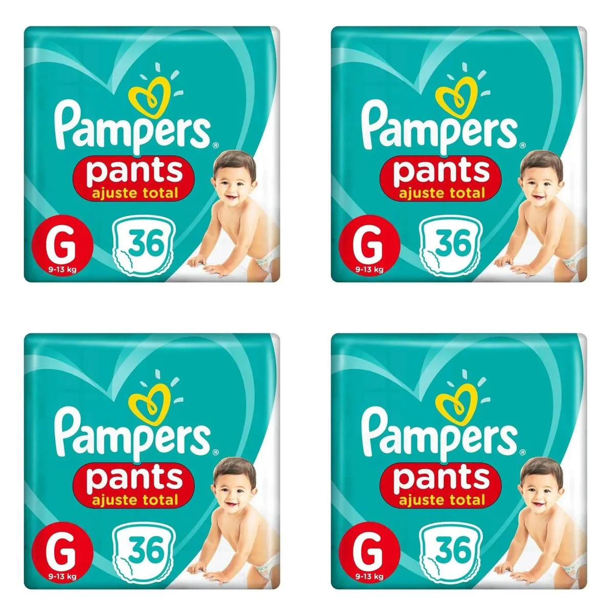 Kit 4 Fraldas Confortsec Pants ”G” Pampers Simples c/36 Unidades cada