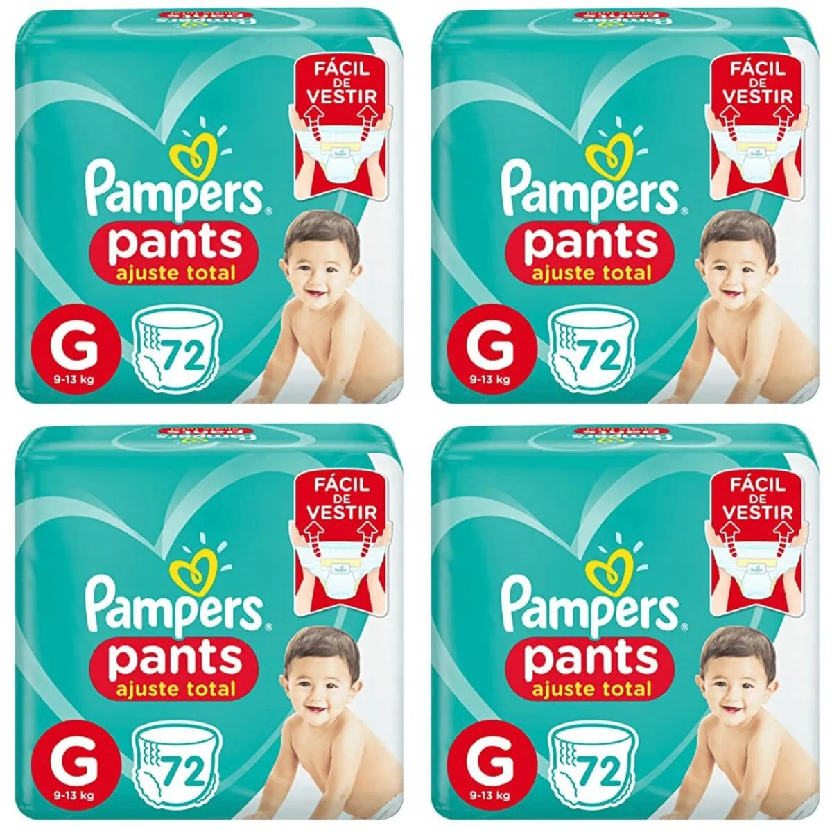 Kit 4 Fraldas Confortsec Pants Bag ”G” Pampers Simples c/72 Unidades cada