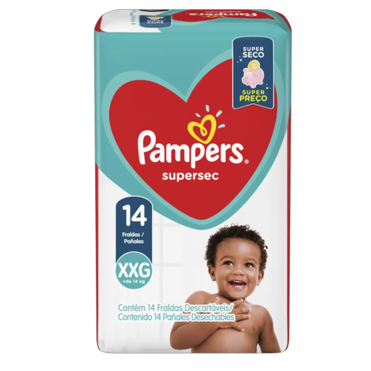 Kit 4 Fraldas Pampers Super Sec Com 14 Unidades cada Xxg