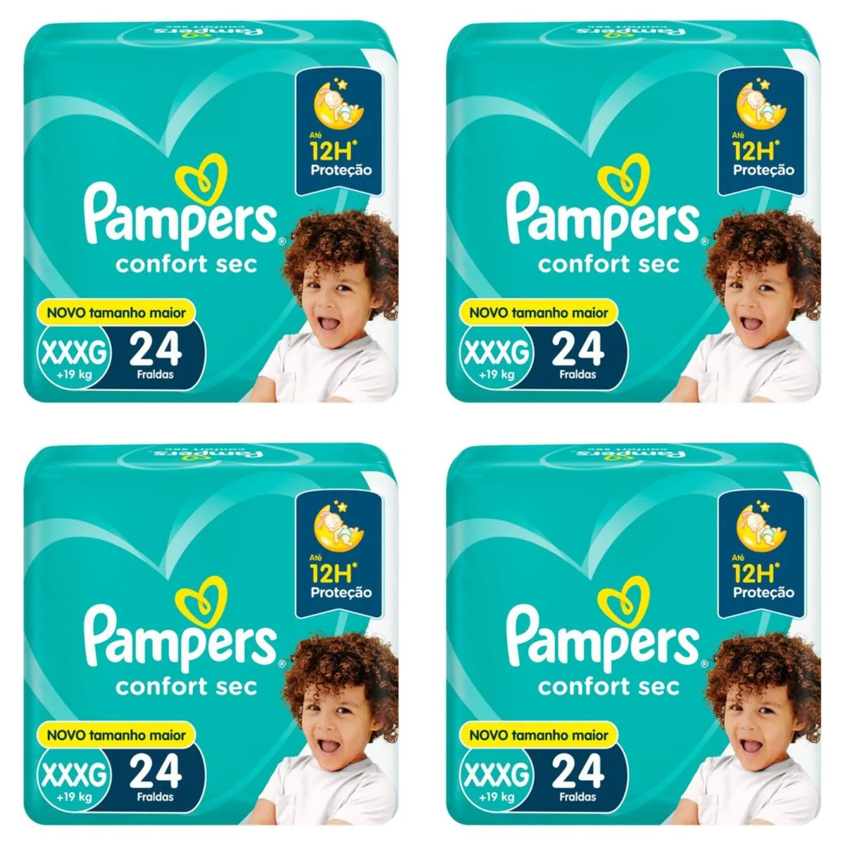 Kit 4 Fraldas Pampers Confort Sec Xxxg 24 Unidades cada