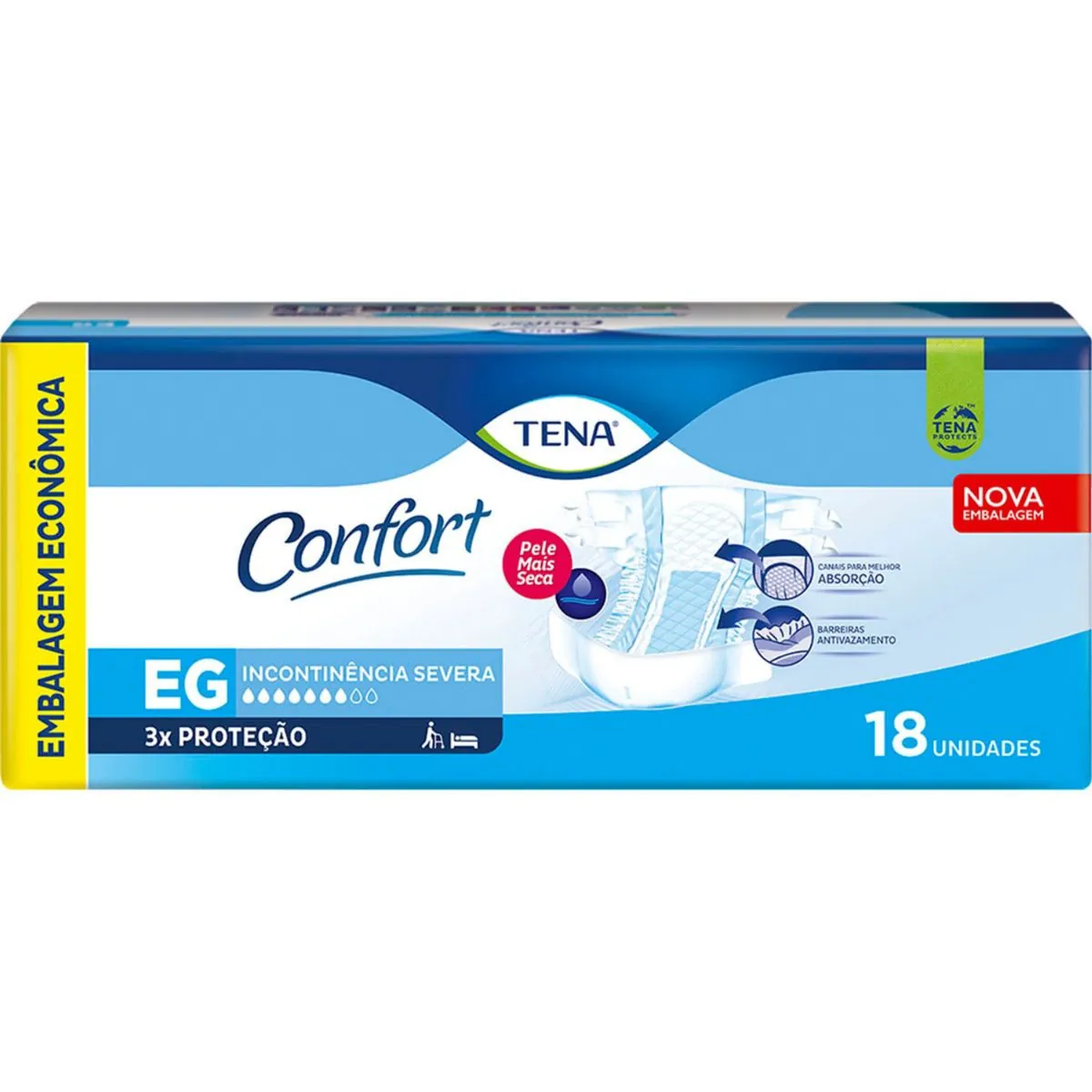 Kit 4 Fraldas Adulto Tena Confort Eg 18 Unidades cada