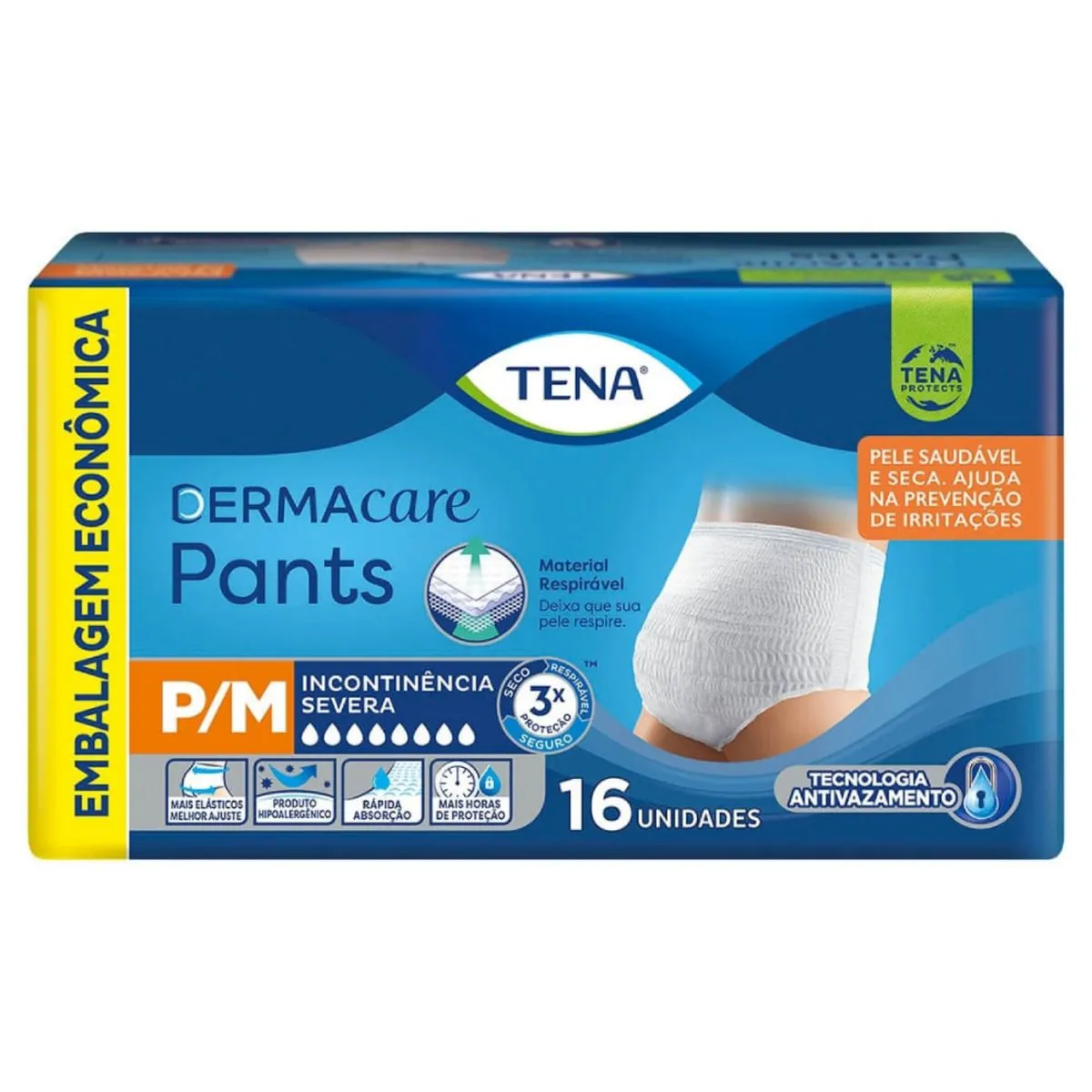 Kit 4 Fraldas Adulto Tena Pants Dermacare P/M 16 Unidades cada