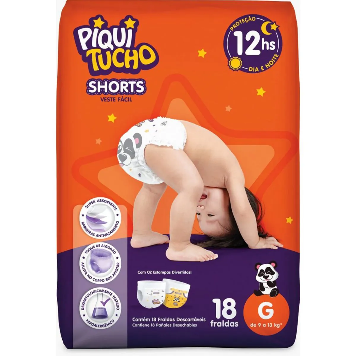 Kit 4 Fraldas Shorts Piquitucho Jumbinho (G) 18 Unidades cada