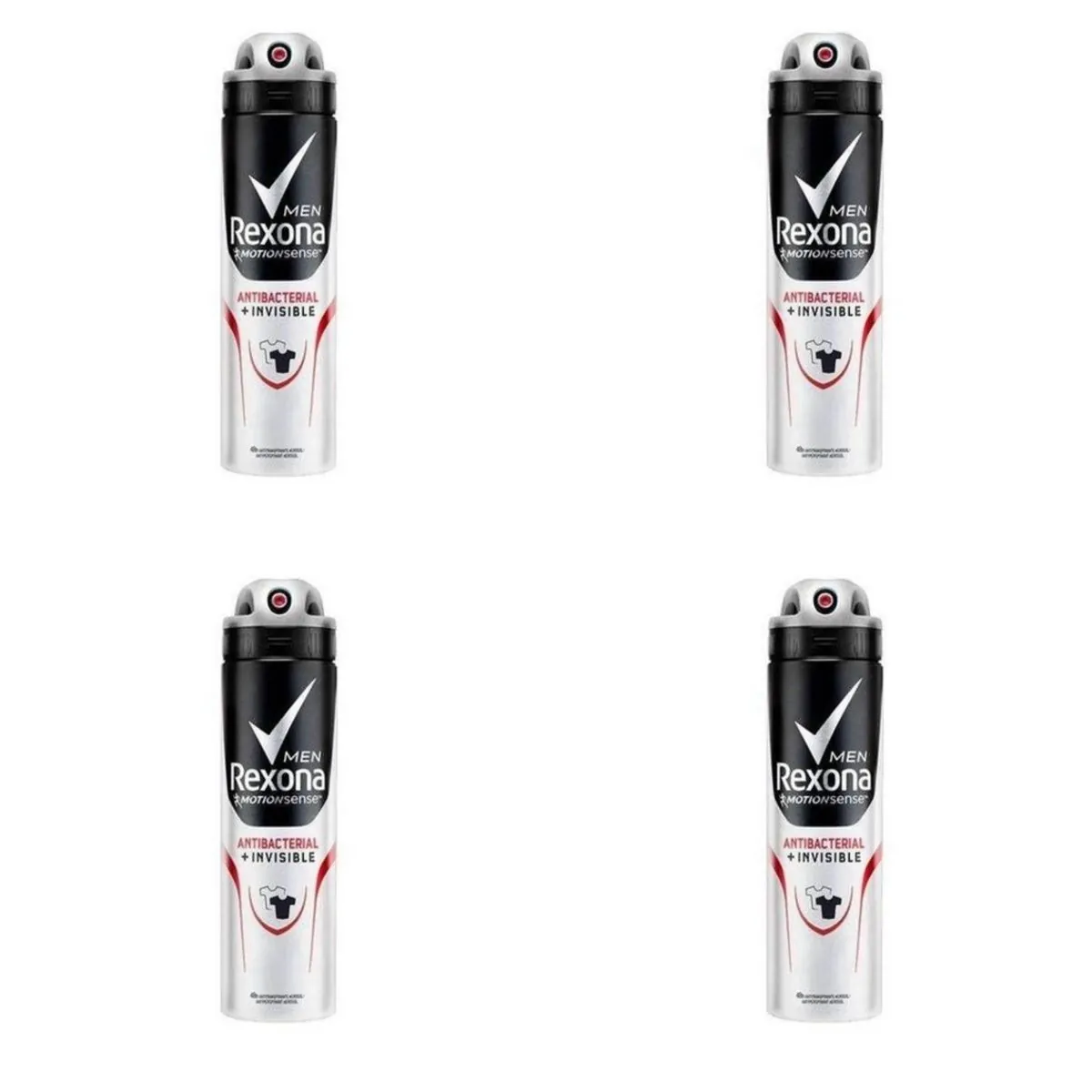 Kit c/4 Unidades de Desodorante Aerosol Rexona Masculino 90g Antibacteriano Invisible