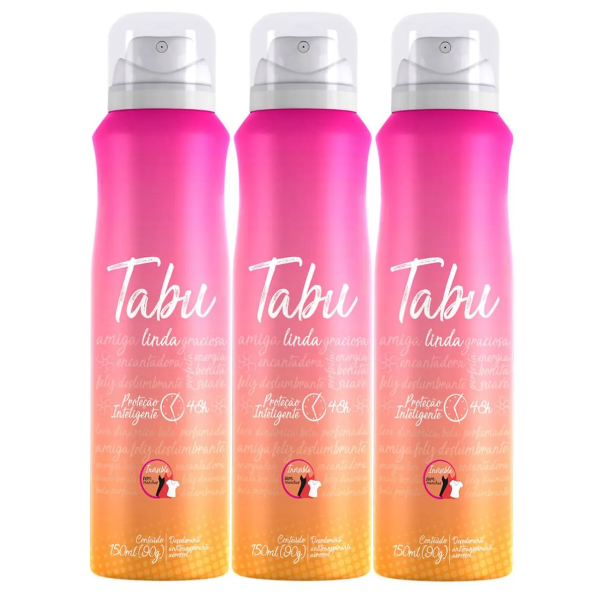 Kit c/3 Unidades de Desodorante Aerosol Tabu 150ml Linda