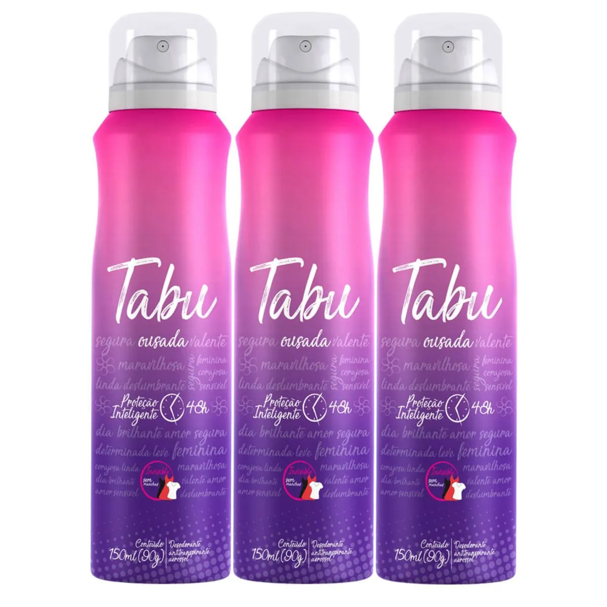 Kit c/3 Unidades de Desodorante Aerosol Tabu 150ml Ousada