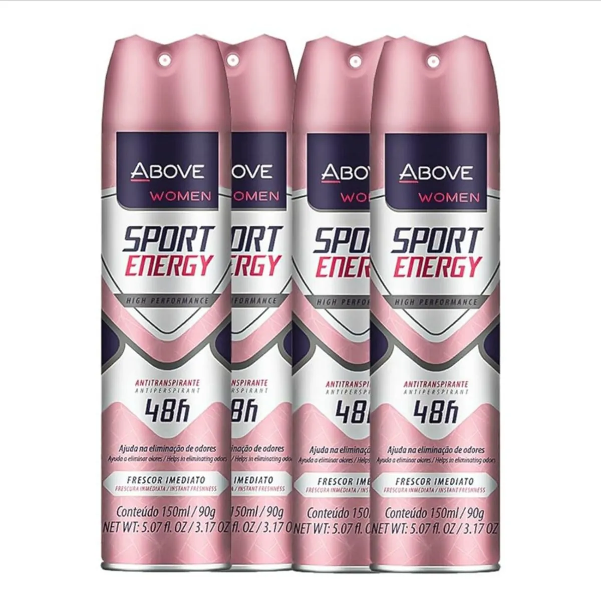 Kit c/4 Unidades de Desodorante Antibacteriano Aerosol Above Clássico 150ml Energy Women