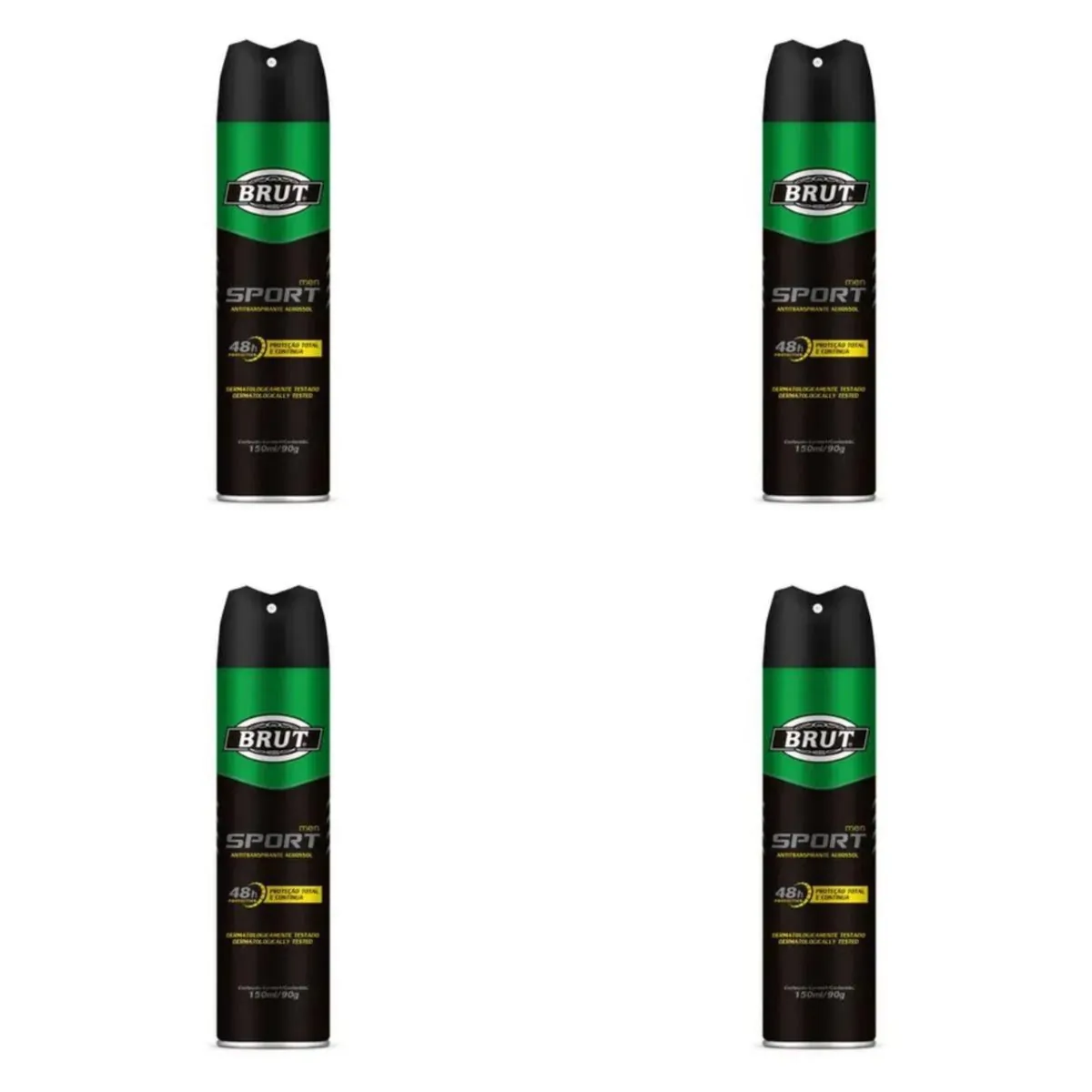 Kit c/4 Unidades de Desodorante Aerosol Brut 150ml Men Sport