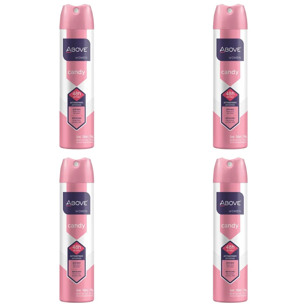 Kit c/4 Unidades de Desodorante Aerosol Bax 150ml Candy Women