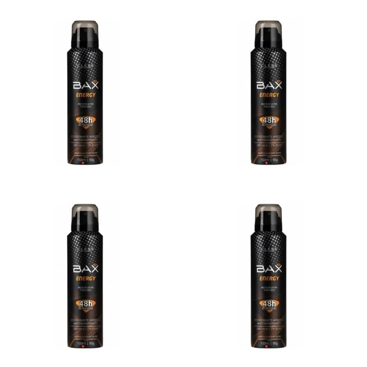 Kit c/4 Unidades de Desodorante Aerosol Bax 150ml Energy Men