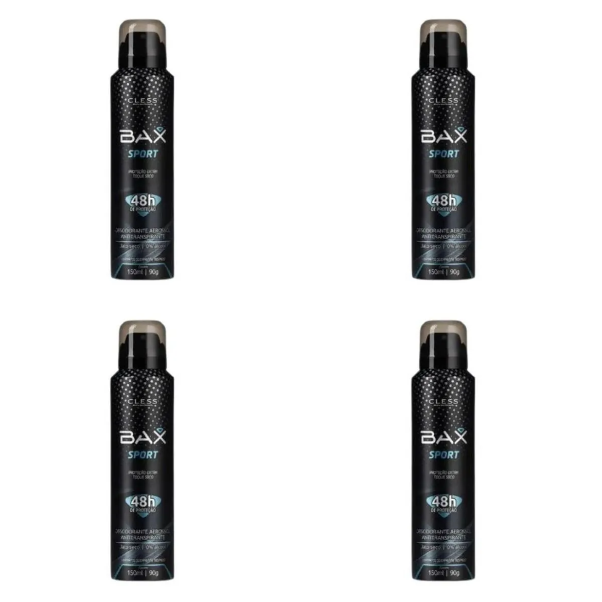 Kit c/4 Unidades de Desodorante Aerosol Bax 150ml Sport Men
