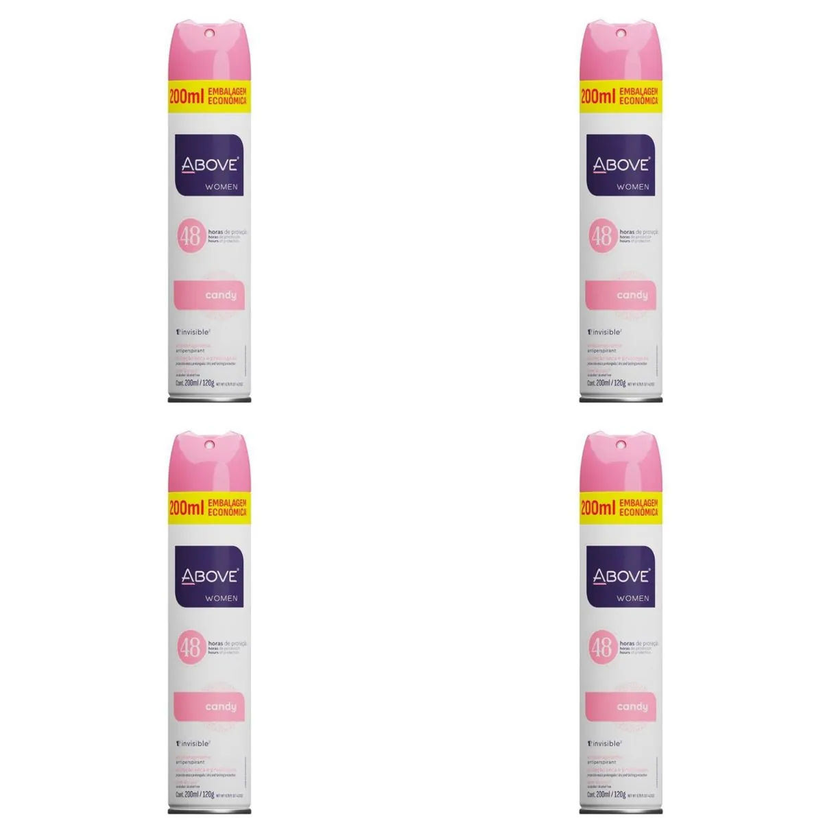 Kit c/4 Unidades de Desodorante Aerosol Above 200ml Clas Candy