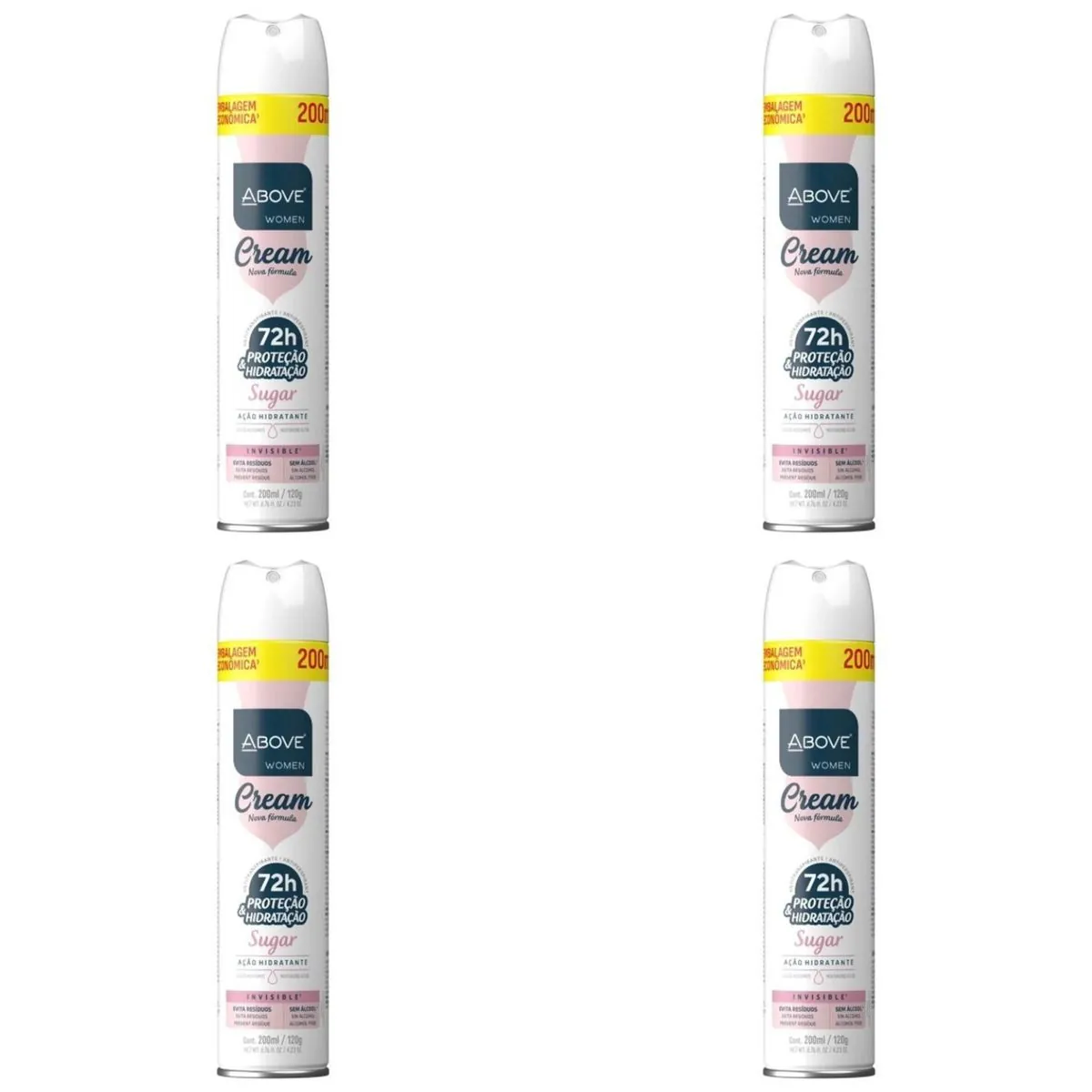 Kit c/4 Unidades de Desodorante Aerosol Above 200ml Cream Sugar