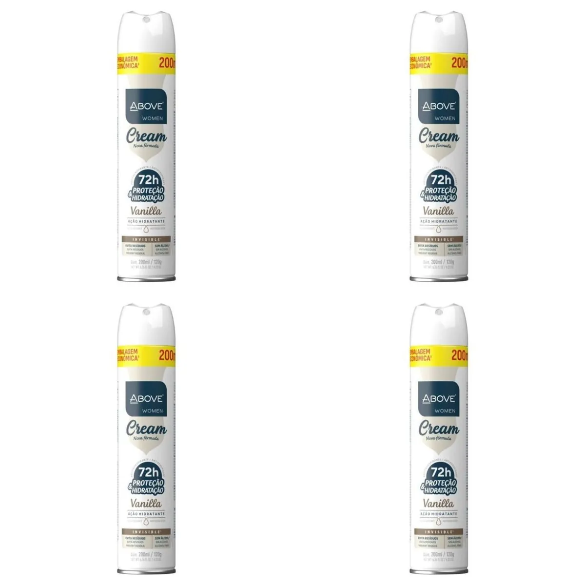 Kit c/4 Unidades de Desodorante Aerosol Above 200ml Cream Vanilla