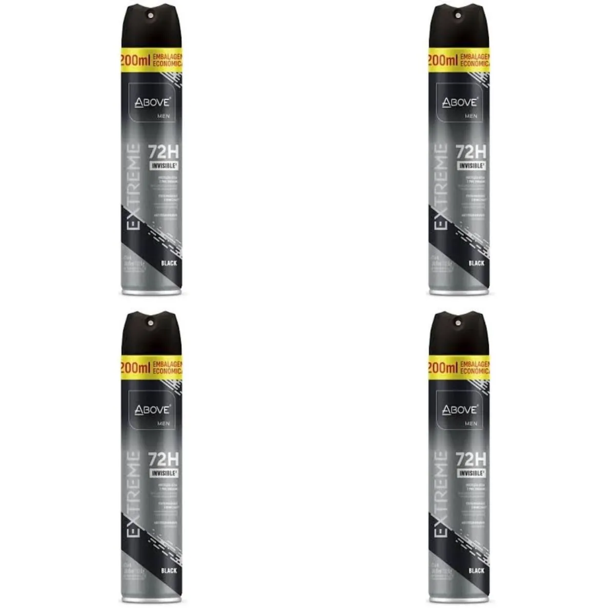 Kit c/4 Unidades de Desodorante Aerosol Above 72H 200ml Extreme Black