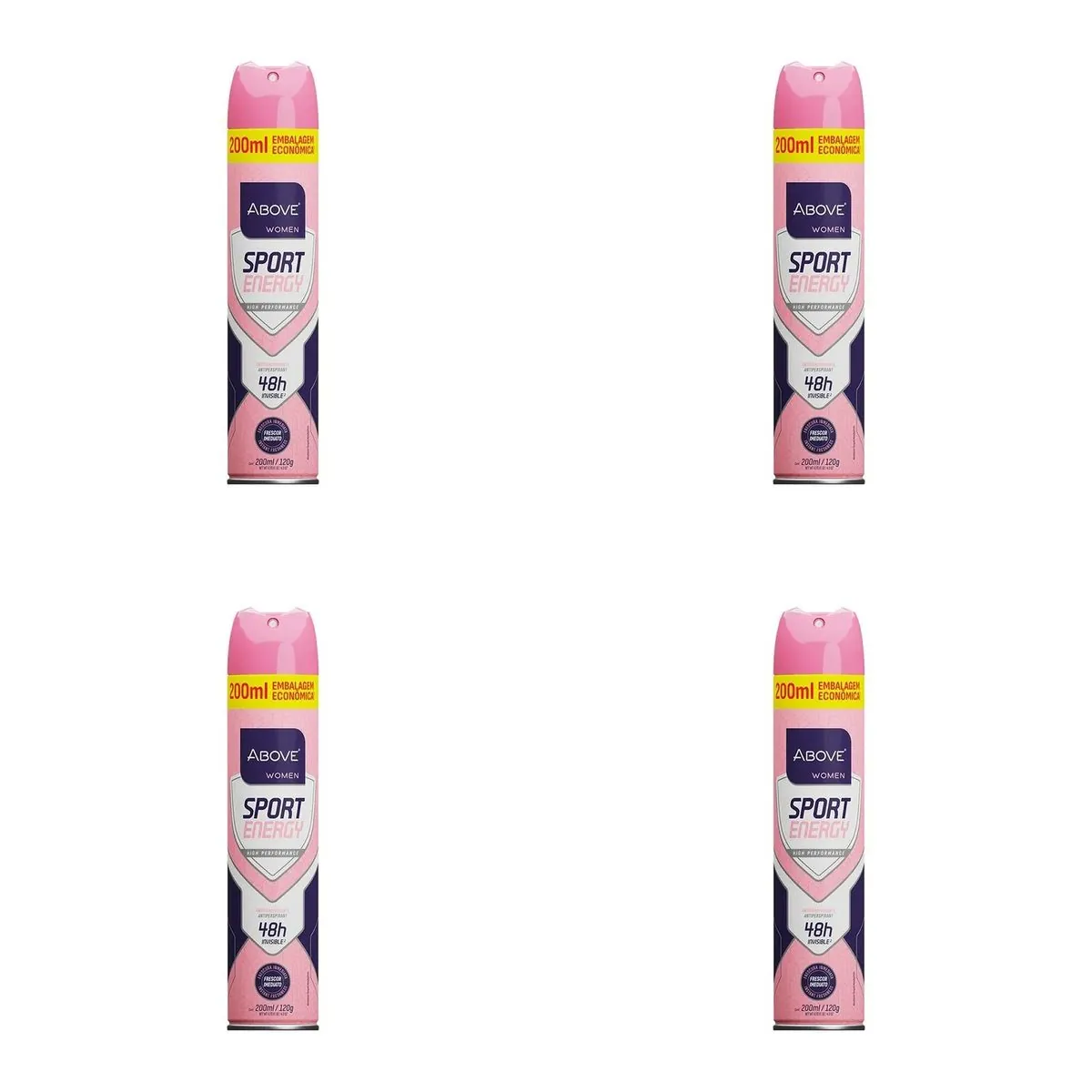 Kit c/4 Unidades de Desodorante Aerosol Above 72H 200ml Sport Energy Women