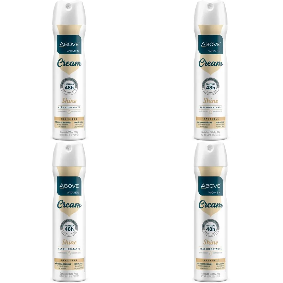 Kit c/4 Unidades de Desodorante Aero Above Clássico 150ml Cream Original