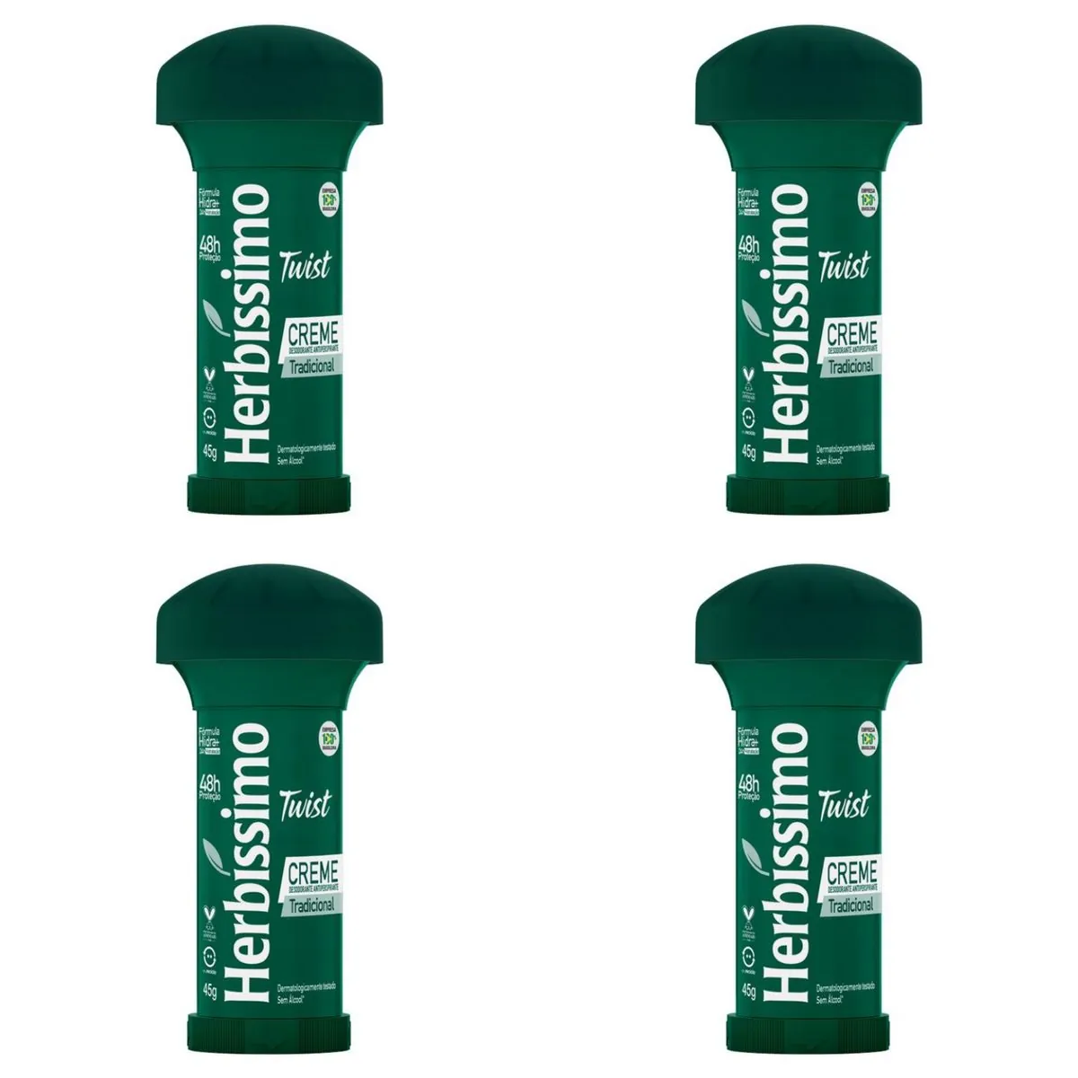 Kit c/4 Unidades de Desodorante Creme Twist Herbissimo 45g