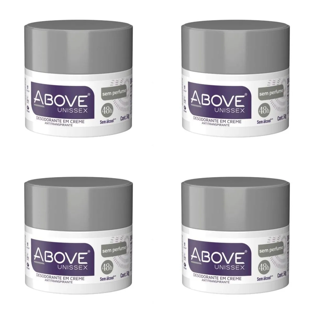 Kit c/4 Unidades de Desodorante Creme Above 50g Clas S/Perfume