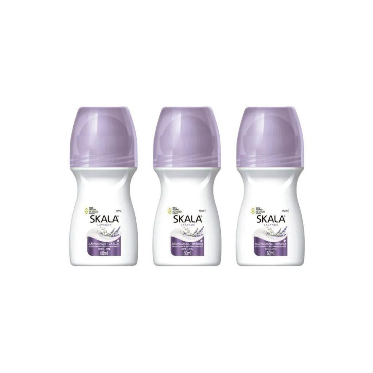 Kit c/3 Unidades de Desodorante Rollon Skala 60ml Lavanda