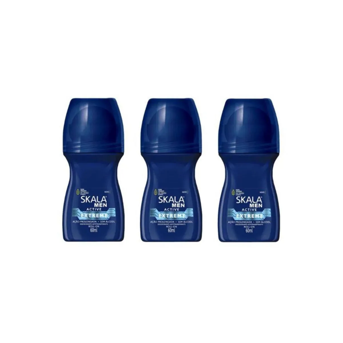 Kit c/3 Unidades de Desodorante Rollon Skala 60ml For Men Active