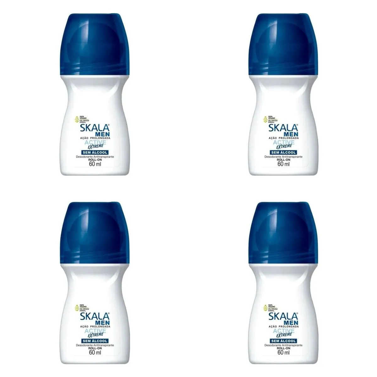 Kit c/4 Unidades de Desodorante Rollon Skala 60ml For Men Active Extreme