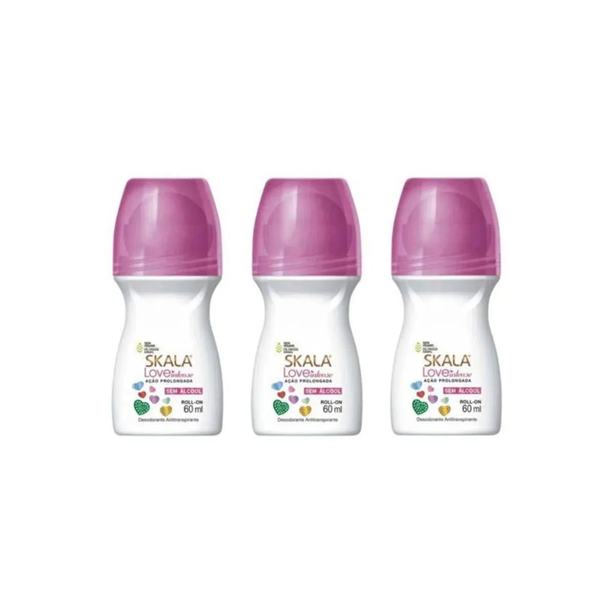 Kit c/3 Unidades de Skala Desodorante Roll-On 60ml Love Intense