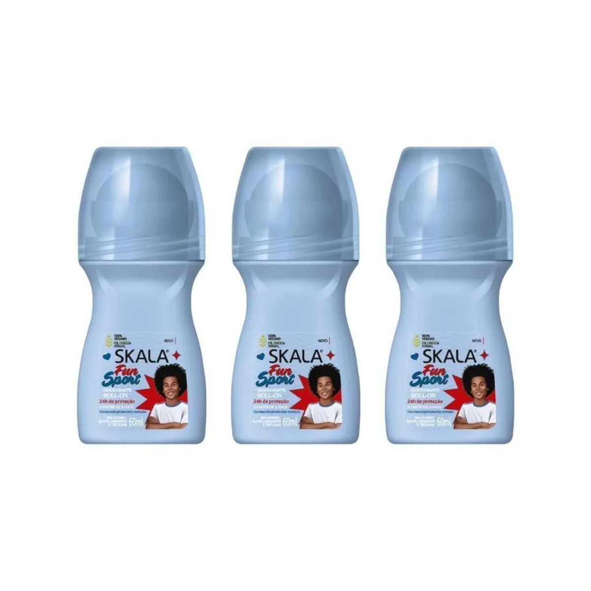 Kit c/3 Unidades de Desodorante Skala Kids Fun Sport Roll-On 60ml