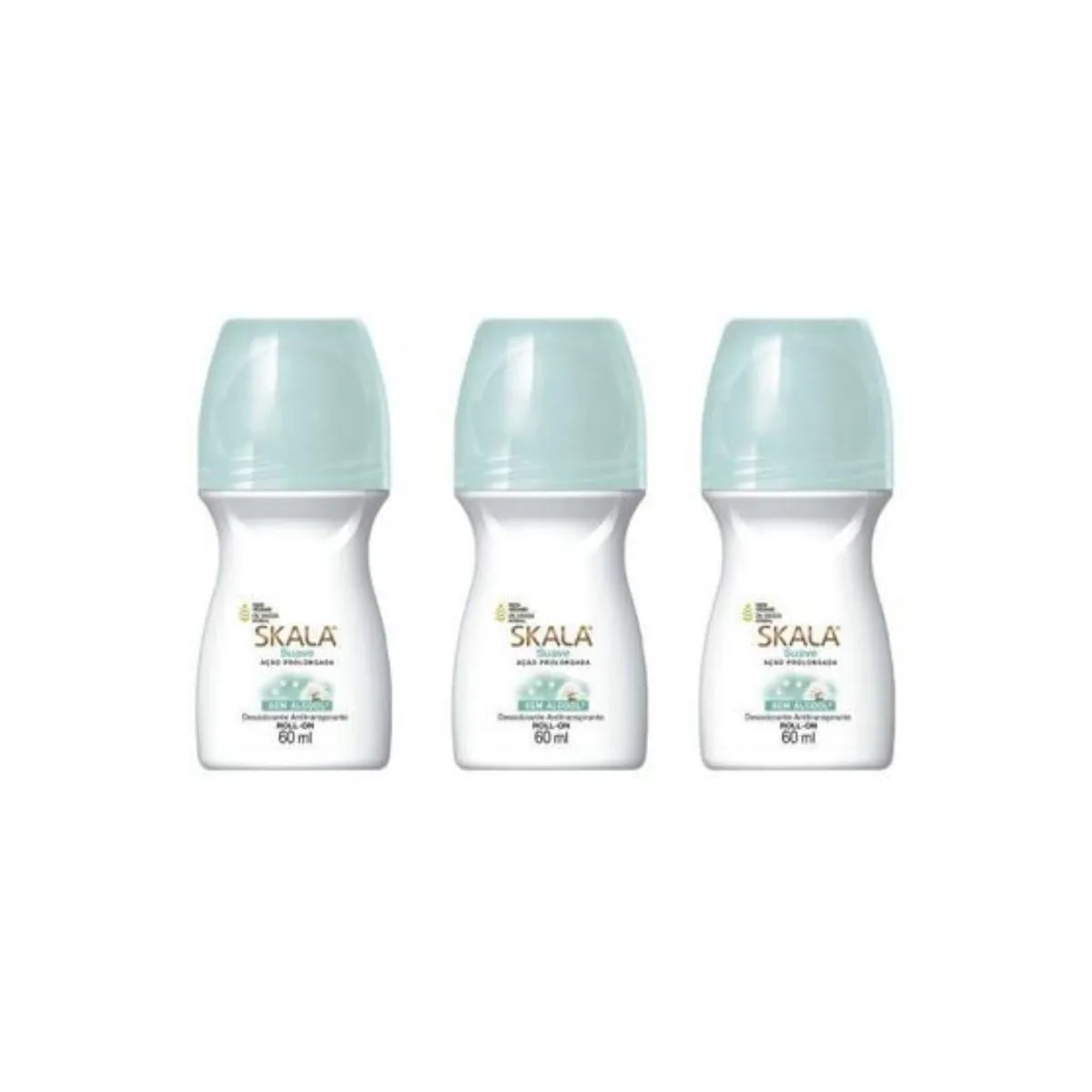 Kit c/3 Unidades de Desodorante Rollon Skala 60ml Suave
