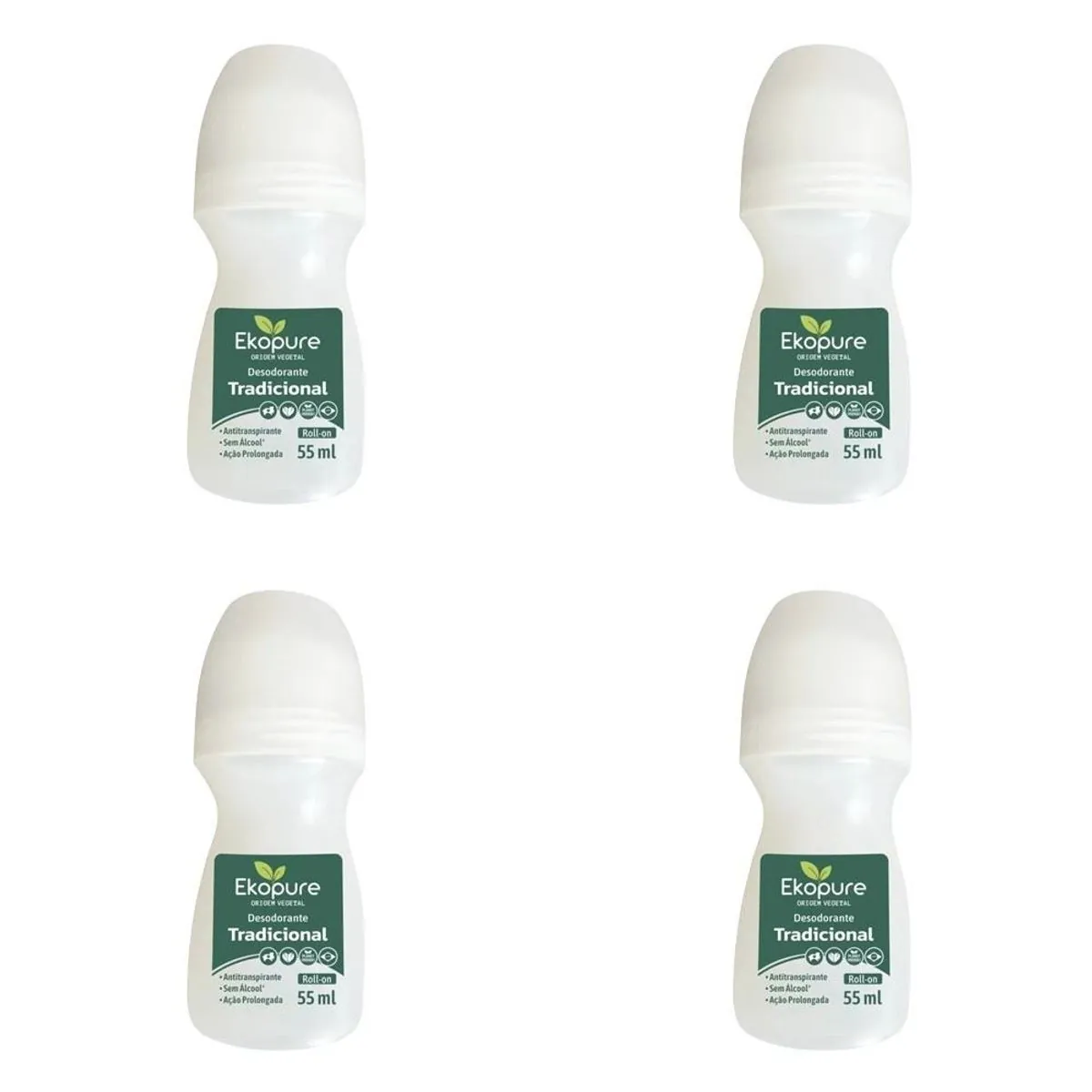 Kit c/4 Unidades de Desodorante Rollon Ekopure 55g Tradicional